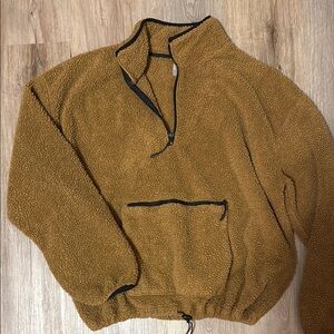 No Boundaries Brown and Tan Cozy Sherpa 3/4 Zip Sweatshirt LIKE NEW